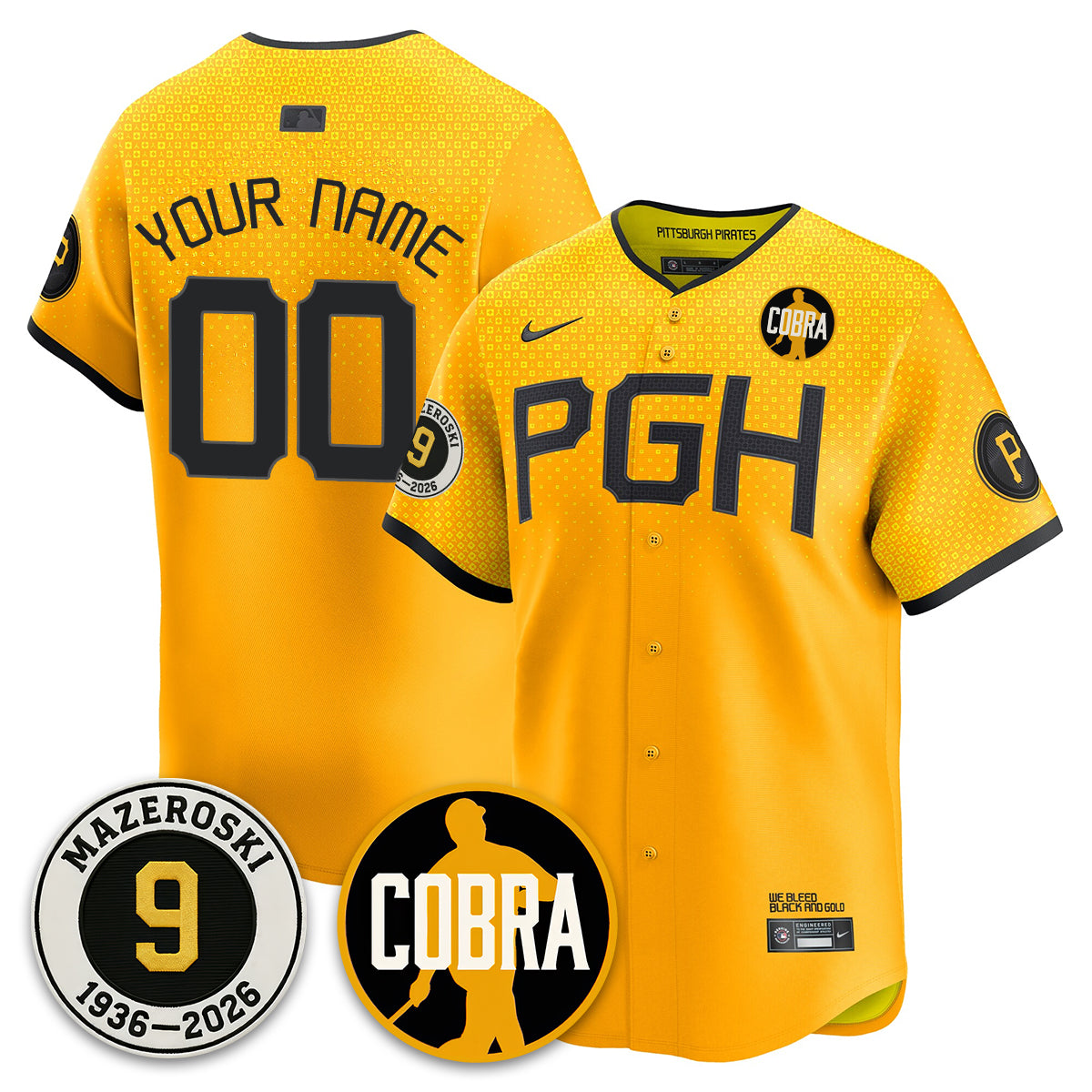 Custom PIT Memories Vapor Limited Jersey - Bill Mazeroski Patch - All Stitched