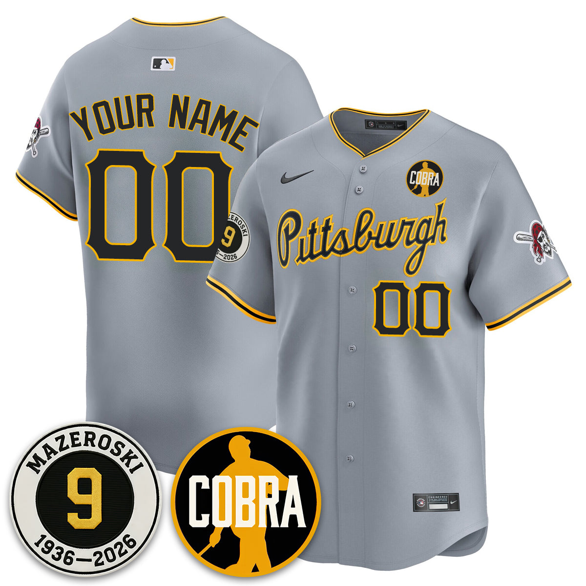 Custom PIT Memories Vapor Limited Jersey - Bill Mazeroski Patch - All Stitched