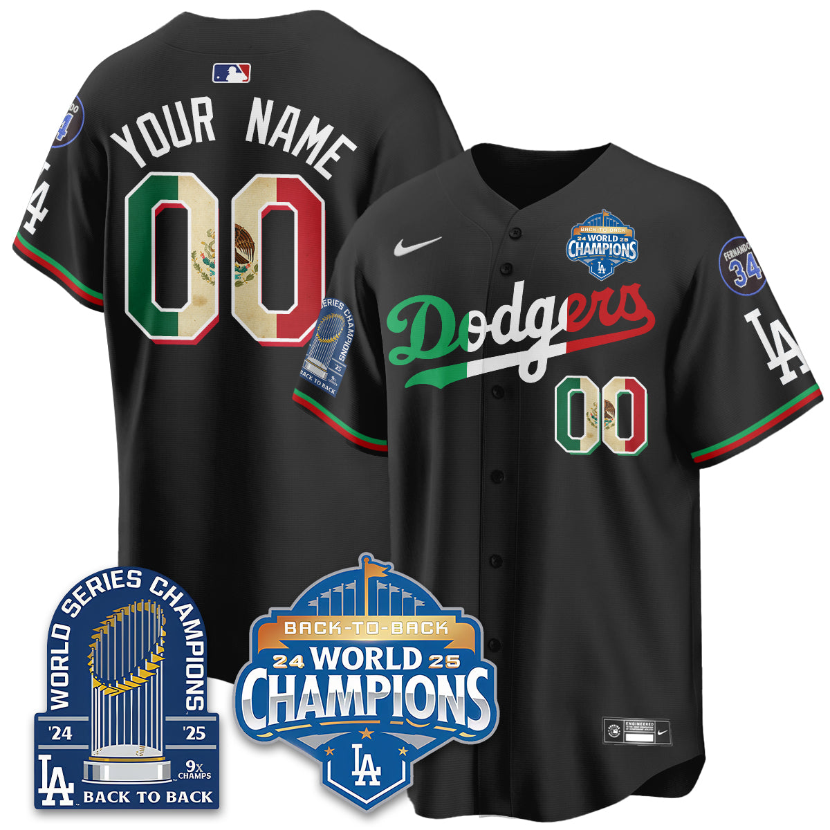 Custom LAD Mexico World Series Champions Jersey - 9x Champs - All Stitched
