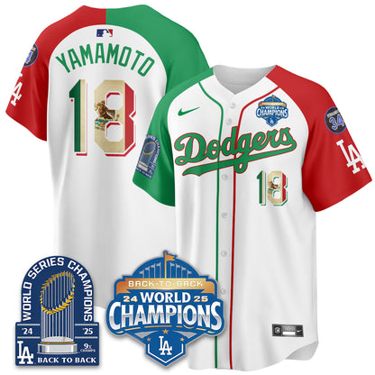 LAD Black Flag Mexico World Series Champions Jersey - 9x Champs - All Stitched