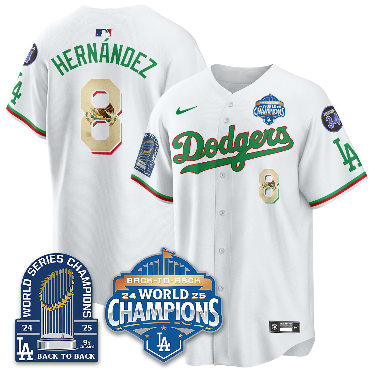 LAD Black Flag Mexico World Series Champions Jersey - 9x Champs - All Stitched