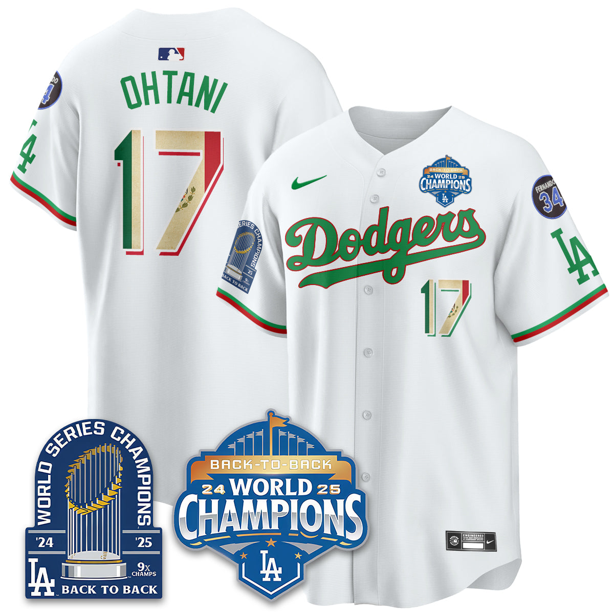 LAD Black Flag Mexico World Series Champions Jersey - 9x Champs - All Stitched
