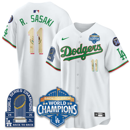 LAD Black Flag Mexico World Series Champions Jersey - 9x Champs - All Stitched