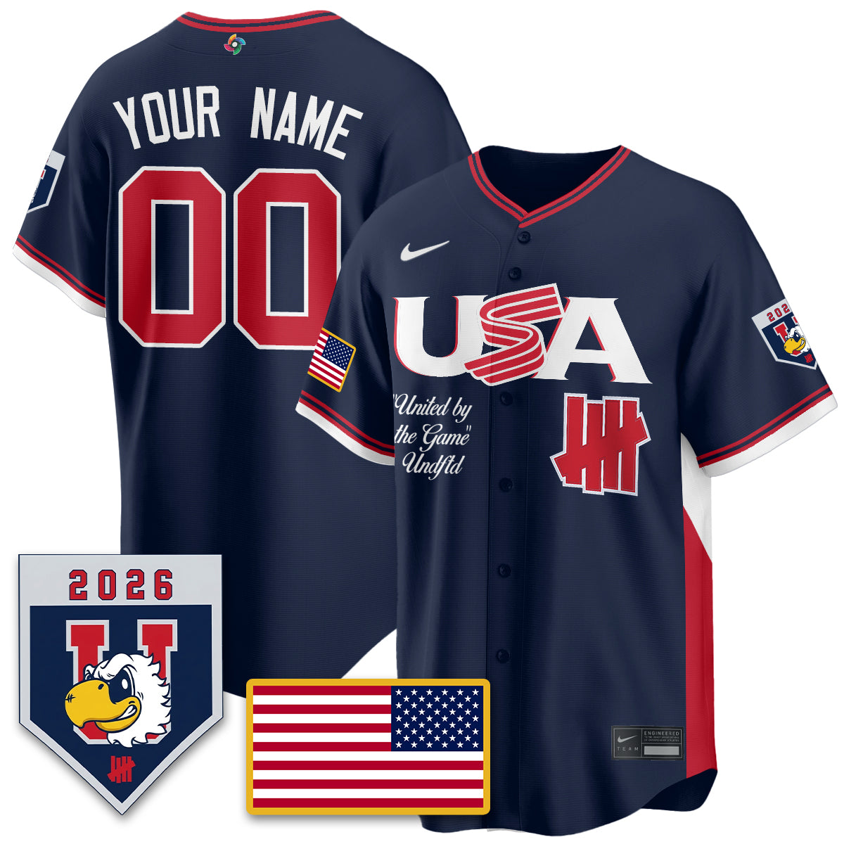 Custom USA Baseball x Undefeated 2026 World Baseball Classic Limited Jersey - All Stitched