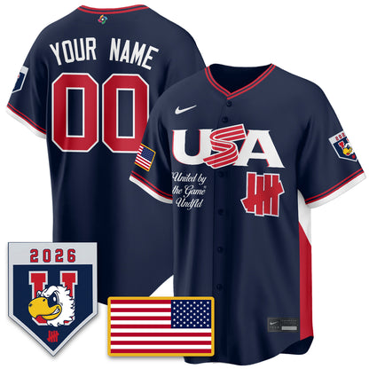 Custom USA Baseball x Undefeated 2026 World Baseball Classic Limited Jersey - All Stitched