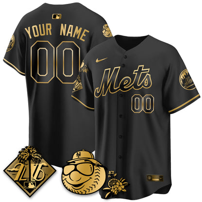 Custom NYM 2026 Spring Training Vapor Limited Gold Jersey - All Stitched