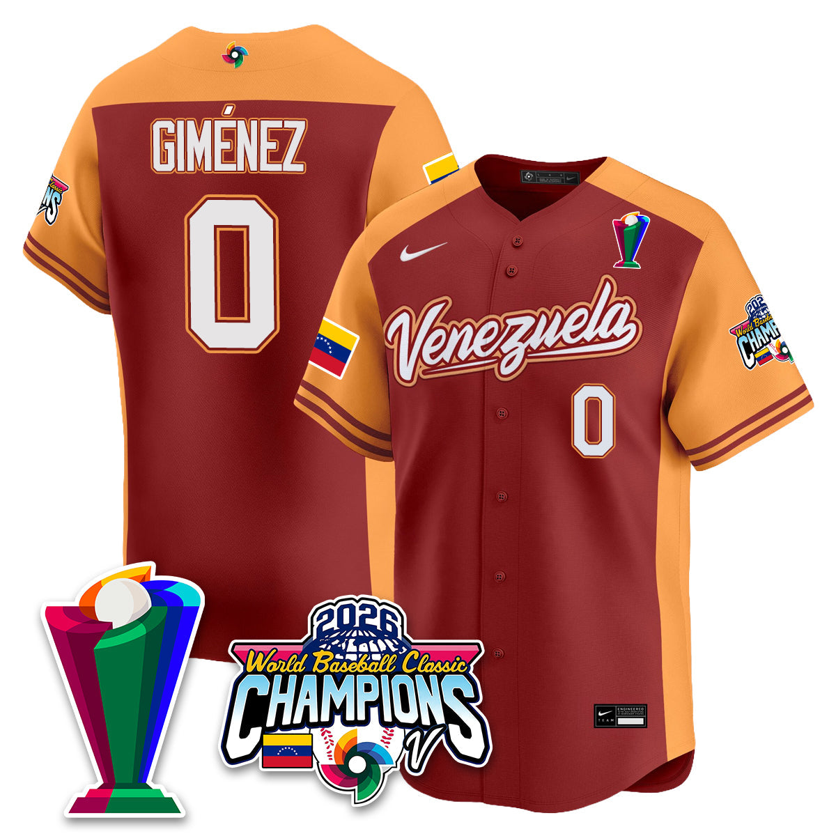 Venezuela Baseball 2026 World Baseball Classic Champions Limited Jersey V2 - All Stitched