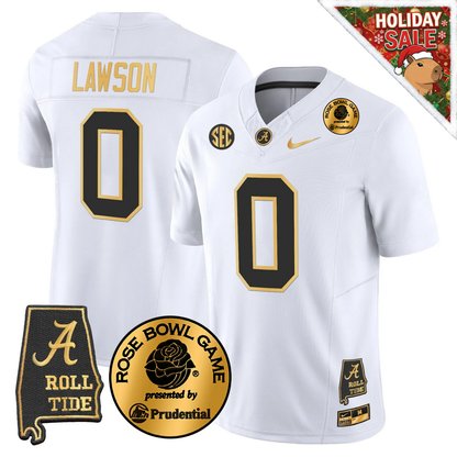 BAMA 2025 Rose Bowl Patch Gold Vapor Limited Jersey - Alabama Map - All Stitched