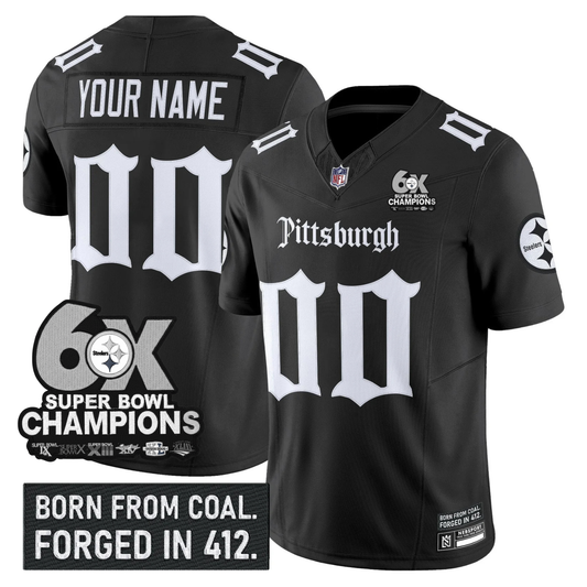 Custom PIT ’Gothic Steel City Edition’ 6x Champions Patch Vapor Limited Jersey - All Stitched Black