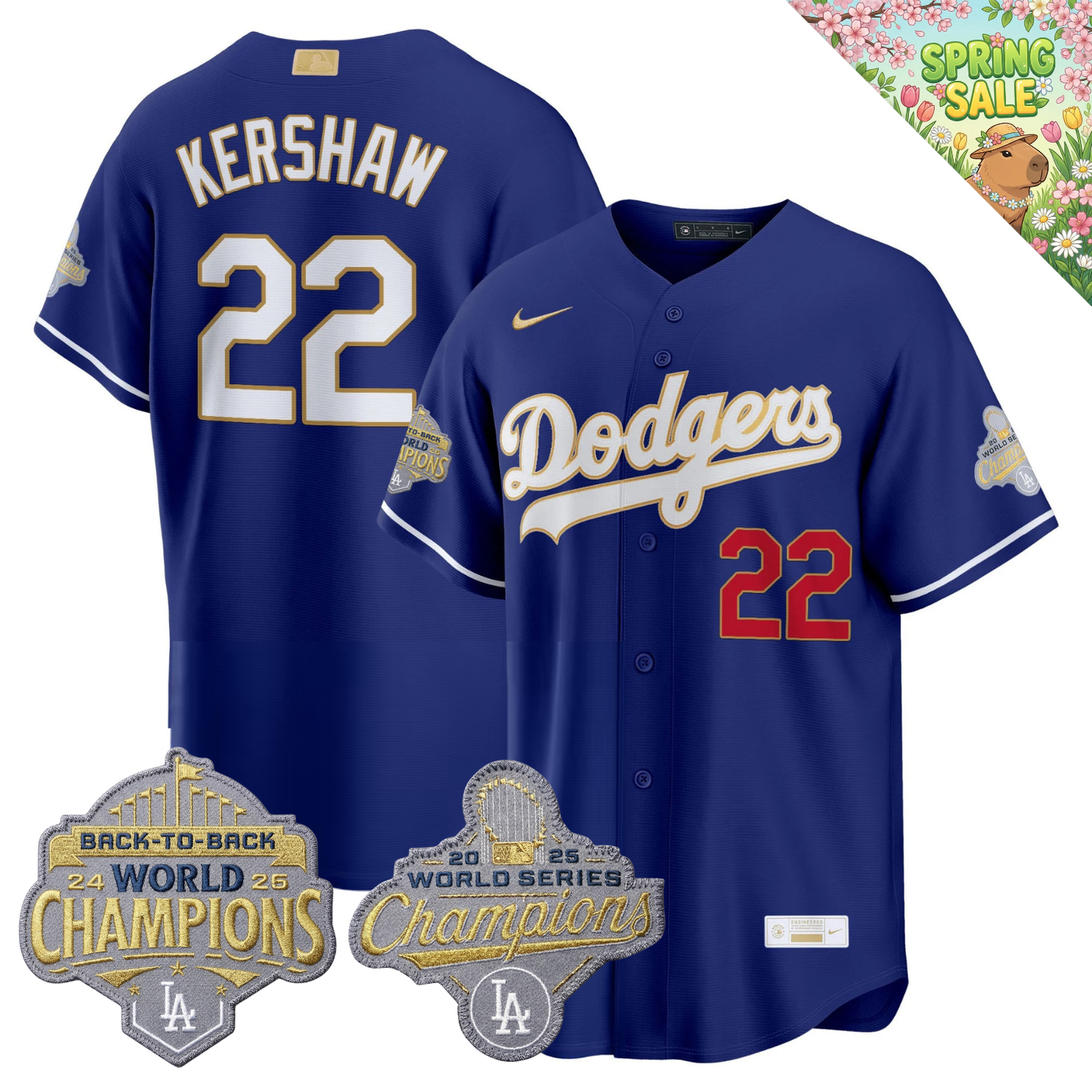 LAD "Gold Collection" Premier Limited Jersey - Back To Back World Series Champions Patch - All Stitched