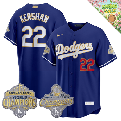LAD "Gold Collection" Premier Limited Jersey - Back To Back World Series Champions Patch - All Stitched