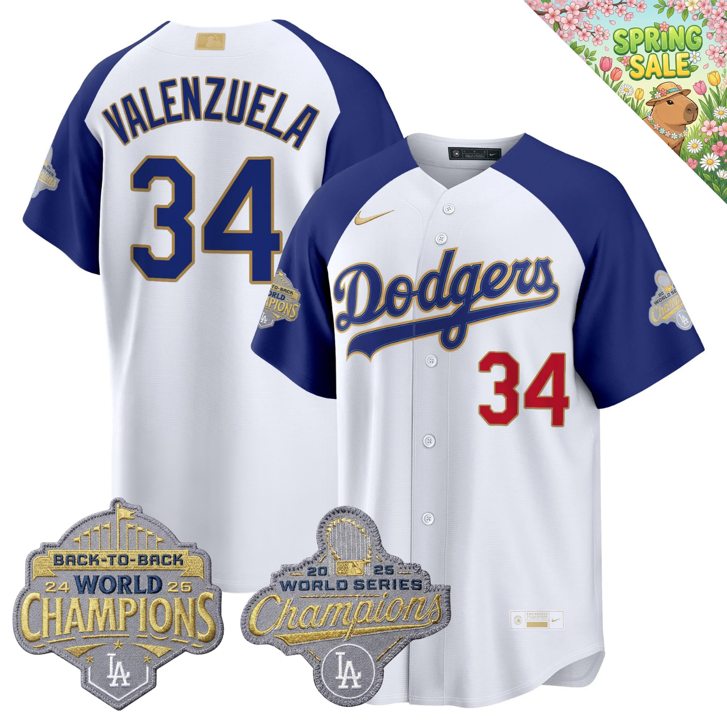 LAD "Gold Collection" Premier Limited Jersey - Back To Back World Series Champions Patch - All Stitched