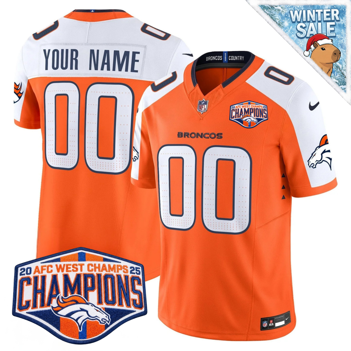 Custom DEN AFC West Champions Patch Vapor Limited Jersey - All Stitched