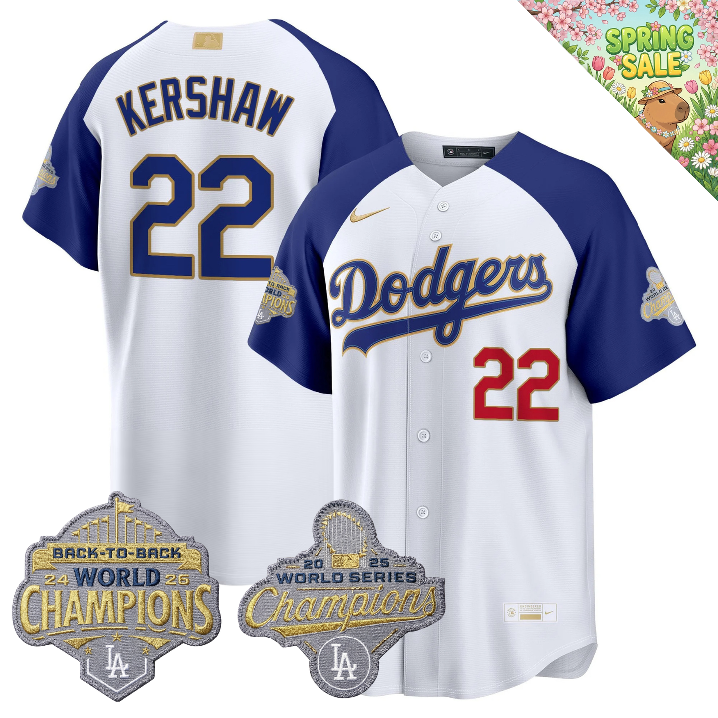 LAD "Gold Collection" Premier Limited Jersey - Back To Back World Series Champions Patch - All Stitched