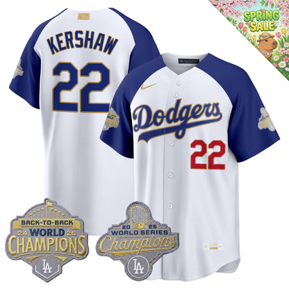 LAD "Gold Collection" Premier Limited Jersey - Back To Back World Series Champions Patch - All Stitched
