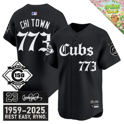 CHC 'Ryne Sandberg Tribute' & 150th anniversary patch Limited Gothic Jersey - All Stitched