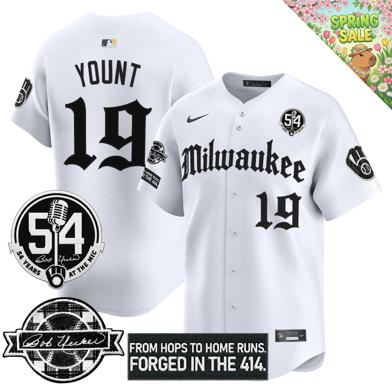 MIL Bob Uecker "54 Years At The Mic" Patch Limited Gothic Jersey - All Stitched