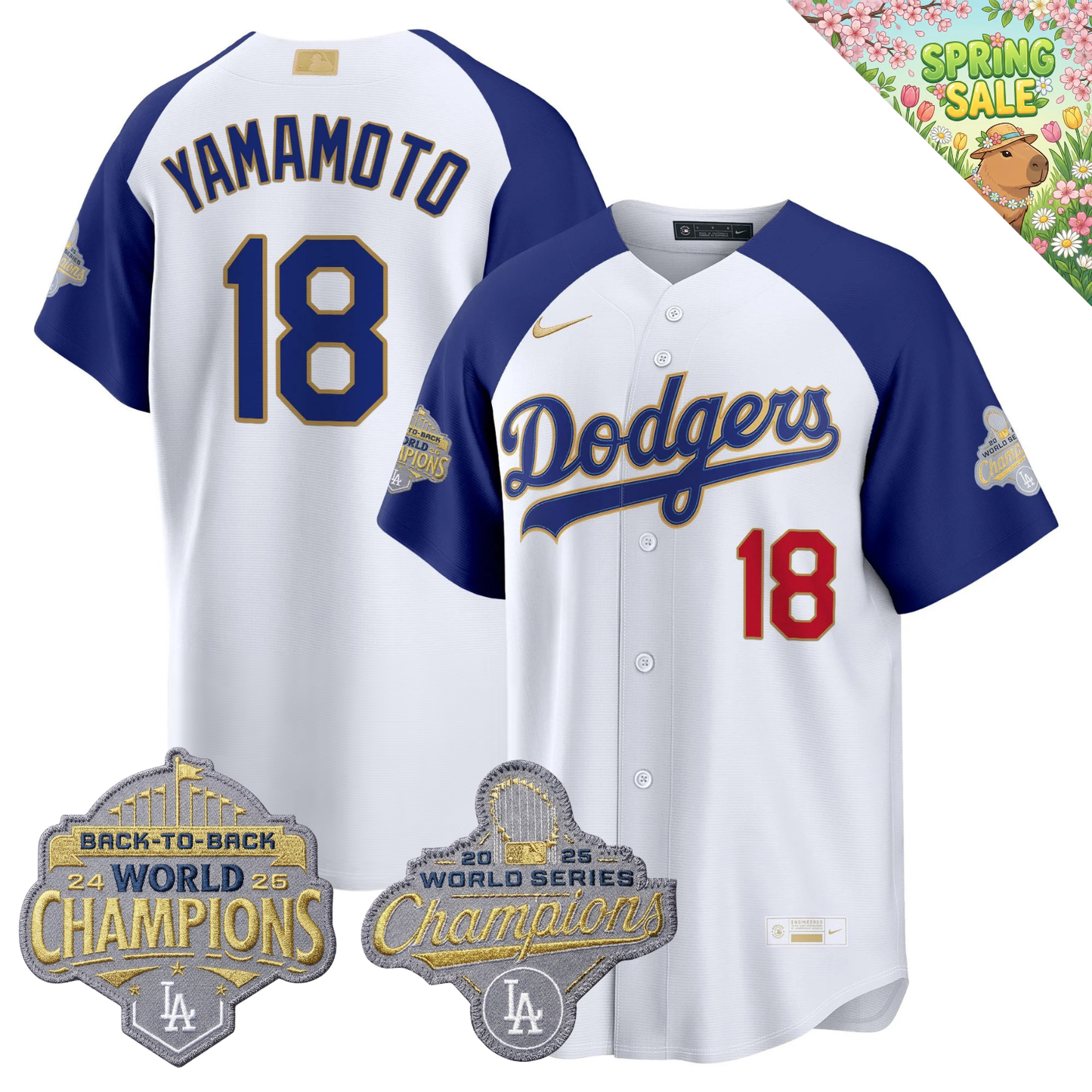 LAD "Gold Collection" Premier Limited Jersey - Back To Back World Series Champions Patch - All Stitched