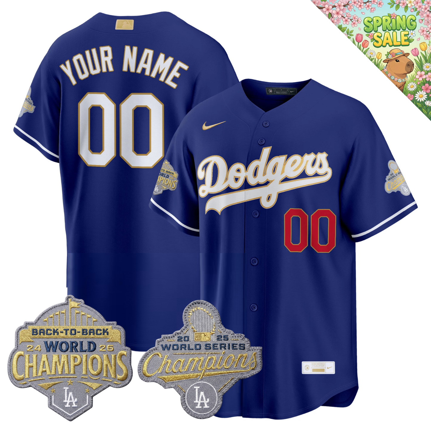 LAD "Gold Collection" Premier Limited Jersey - Back To Back World Series Champions Patch - All Stitched