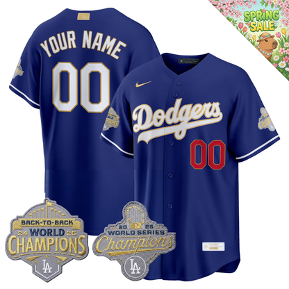 Custom LAD "Gold Collection" Premier Limited Jersey - Back To Back World Series Champions Patch - All Stitched