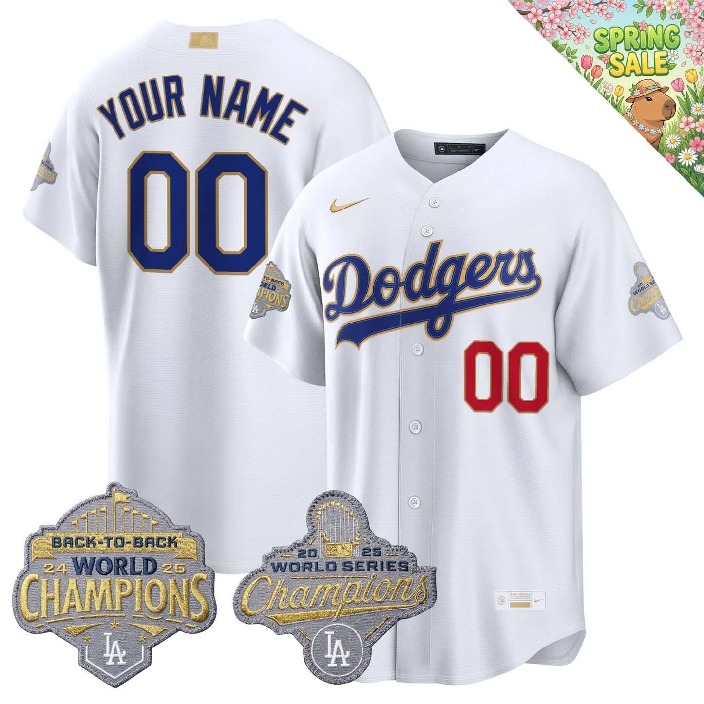 Custom LAD "Gold Collection" Premier Limited Jersey - Back To Back World Series Champions Patch - All Stitched