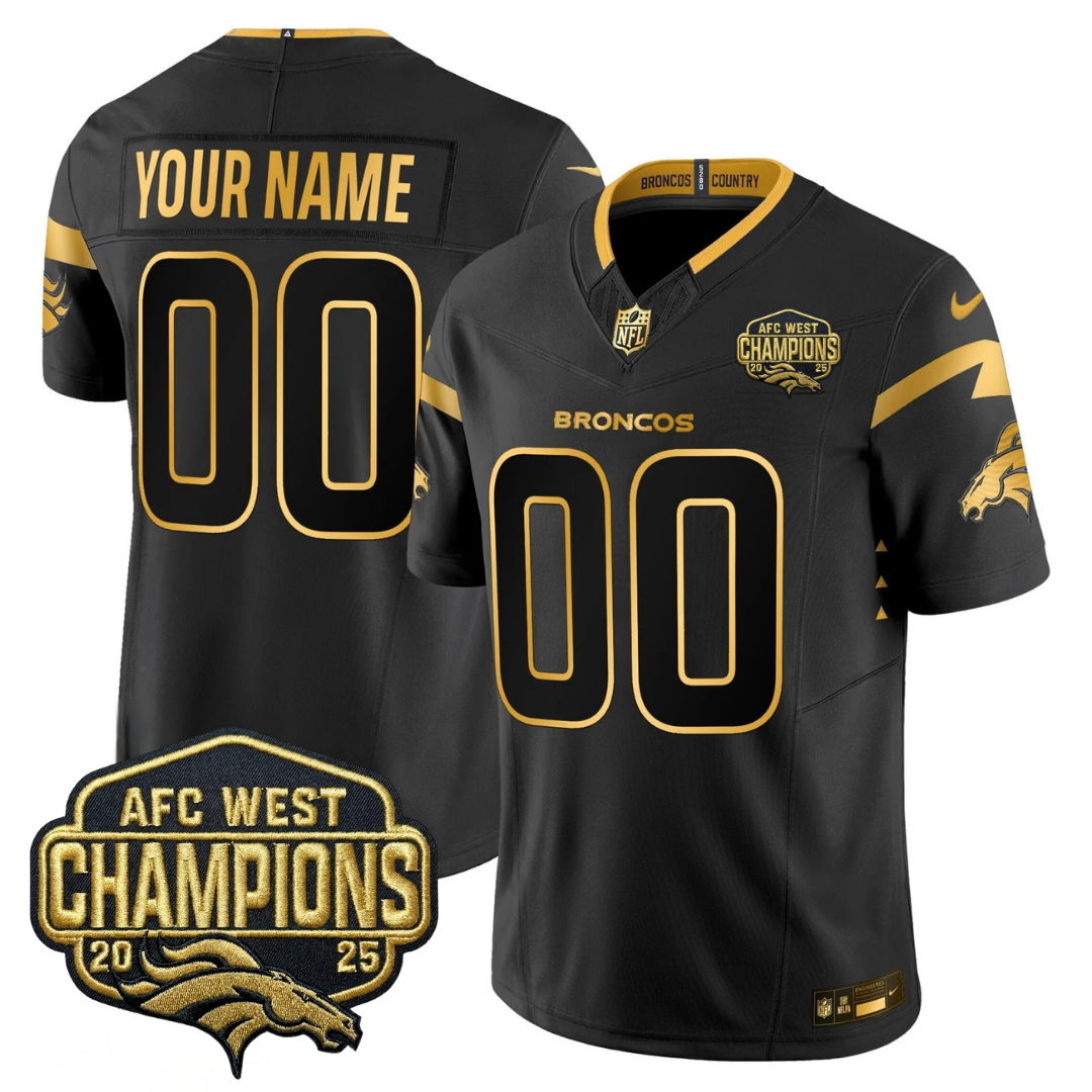 Custom DEN AFC West Champions Patch Gold Vapor Limited Jersey - All Stitched
