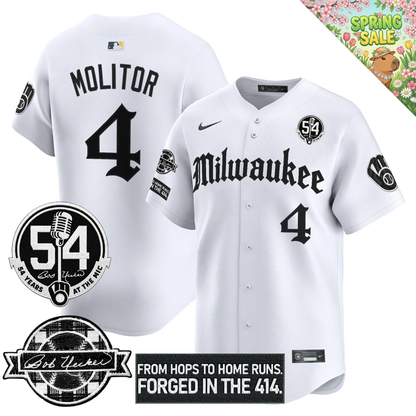 MIL Bob Uecker "54 Years At The Mic" Patch Limited Gothic Jersey - All Stitched