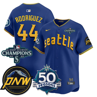 SEA Limited City Connect Jersey - 50th Anniversary & AL West Division Champions Patch - All Stitched