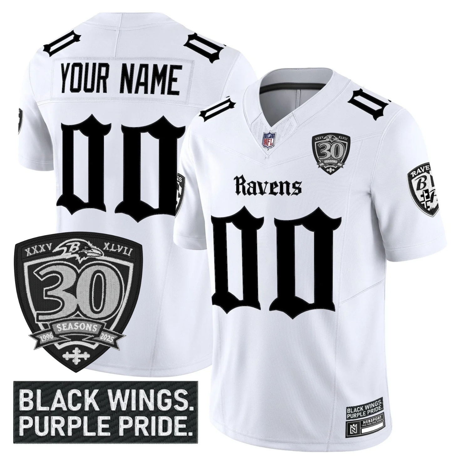 Custom BAL ’Gothic Nevermore Edition’ 30th Season Patch Vapor Limited Jersey - All Stitched (Copy) White