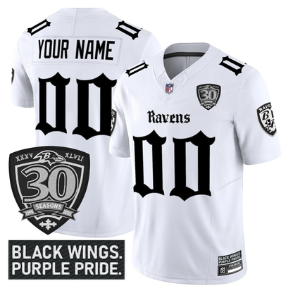 Custom BAL ’Gothic Nevermore Edition’ 30th Season Patch Vapor Limited Jersey - All Stitched (Copy) White