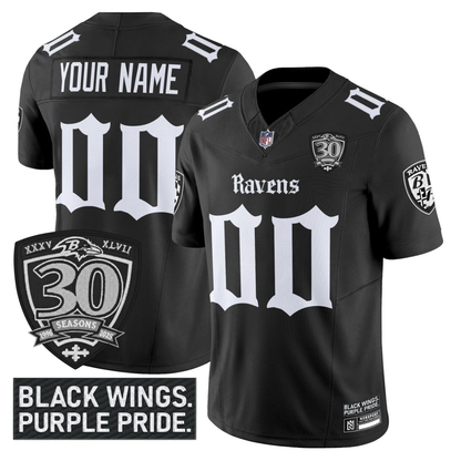Custom BAL ’Gothic Nevermore Edition’ 30th Season Patch Vapor Limited Jersey - All Stitched (Copy) Black