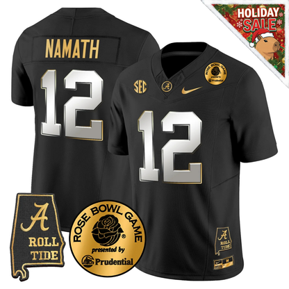 BAMA 2025 Rose Bowl Patch Gold Vapor Limited Jersey - Alabama Map - All Stitched