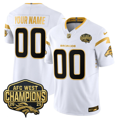 Custom DEN AFC West Champions Patch Gold Vapor Limited Jersey - All Stitched