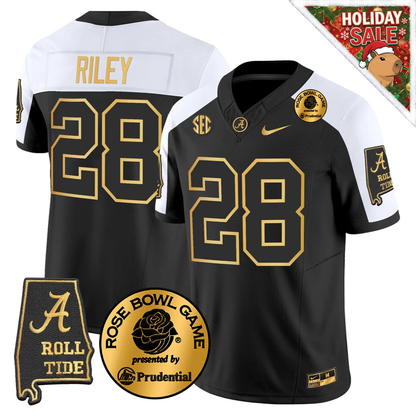 BAMA 2025 Rose Bowl Patch Gold Vapor Limited Jersey - Alabama Map - All Stitched