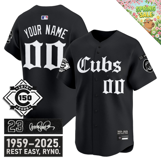 CUSTOM CHC 'Ryne Sandberg Tribute' & 150th anniversary patch Limited Gothic Jersey - All Stitched