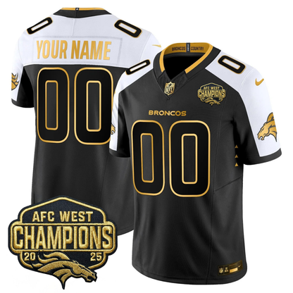 Custom DEN AFC West Champions Patch Gold Vapor Limited Jersey - All Stitched