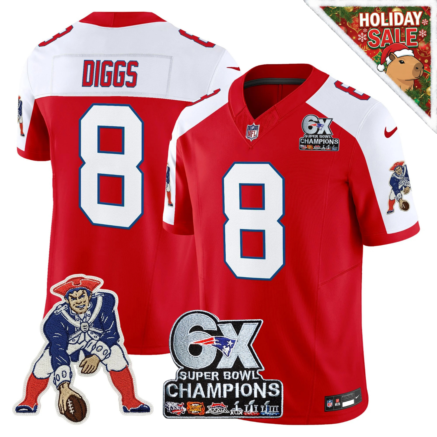 NE 6-Time Champions Patch Vapor Limited Jersey - All Stitched