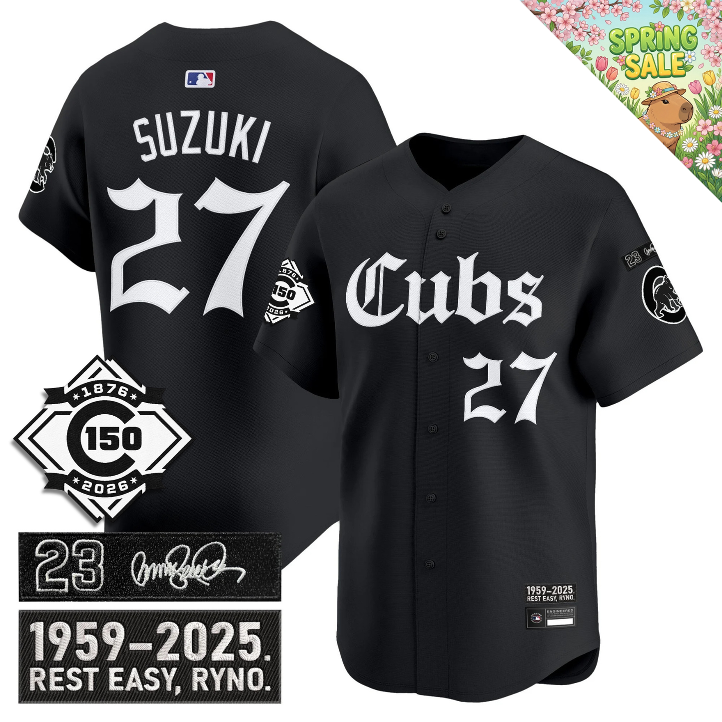 CHC 'Ryne Sandberg Tribute' & 150th anniversary patch Limited Gothic Jersey - All Stitched