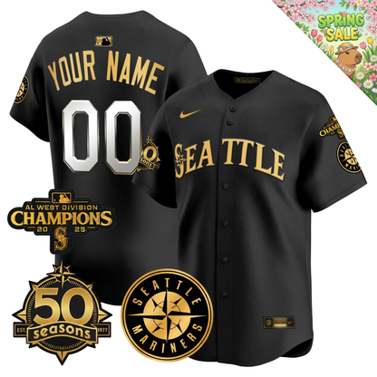 SEA 2026 Vapor Limited Gold Jersey - 50th Anniversary & AL West Division Champions Patch - All Stitched