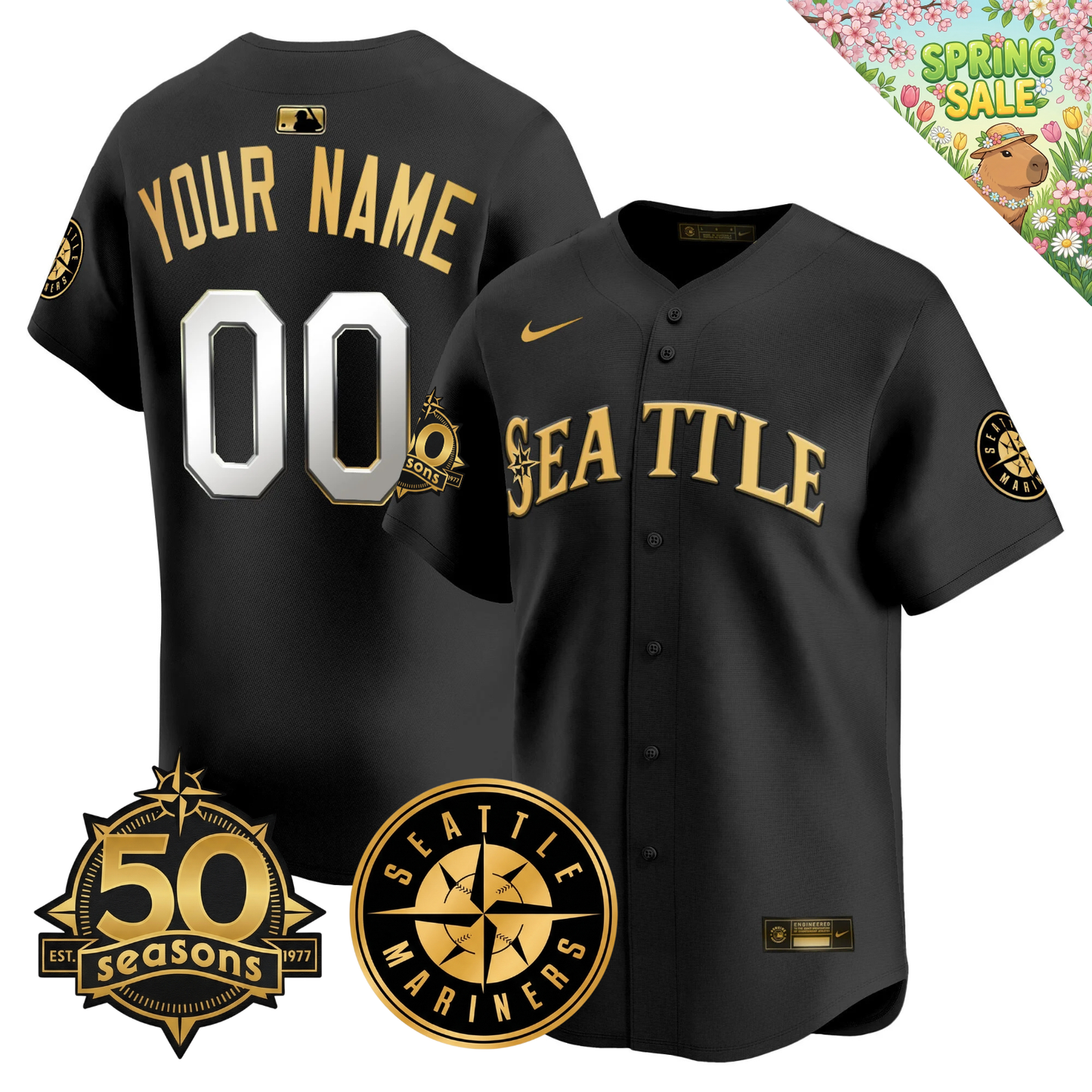 CUSTOM SEA 2026 Vapor Limited Gold Jersey - 50th Anniversary Patch - All Stitched
