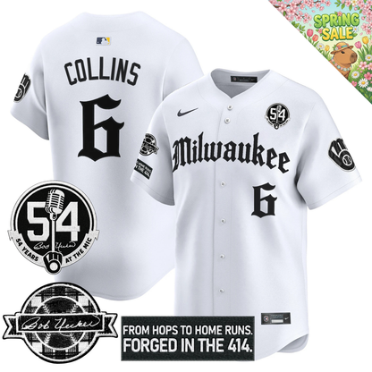 MIL Bob Uecker "54 Years At The Mic" Patch Limited Gothic Jersey - All Stitched