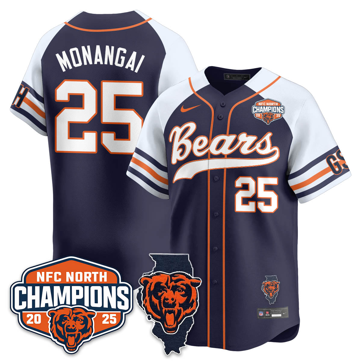 CHI  NFC North Division Champions Vapor Limited Baseball Jersey - All Stitched