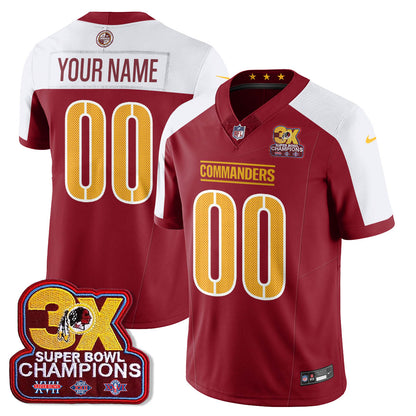 Custom WAS 3-Time Champions Patch Vapor Limited Jersey - All Stitched