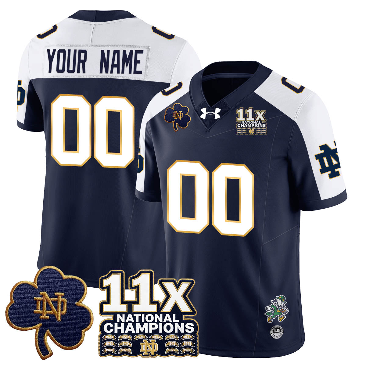 Custom ND 11x-Time National Champions Vapor Limited Jersey - All Stitched