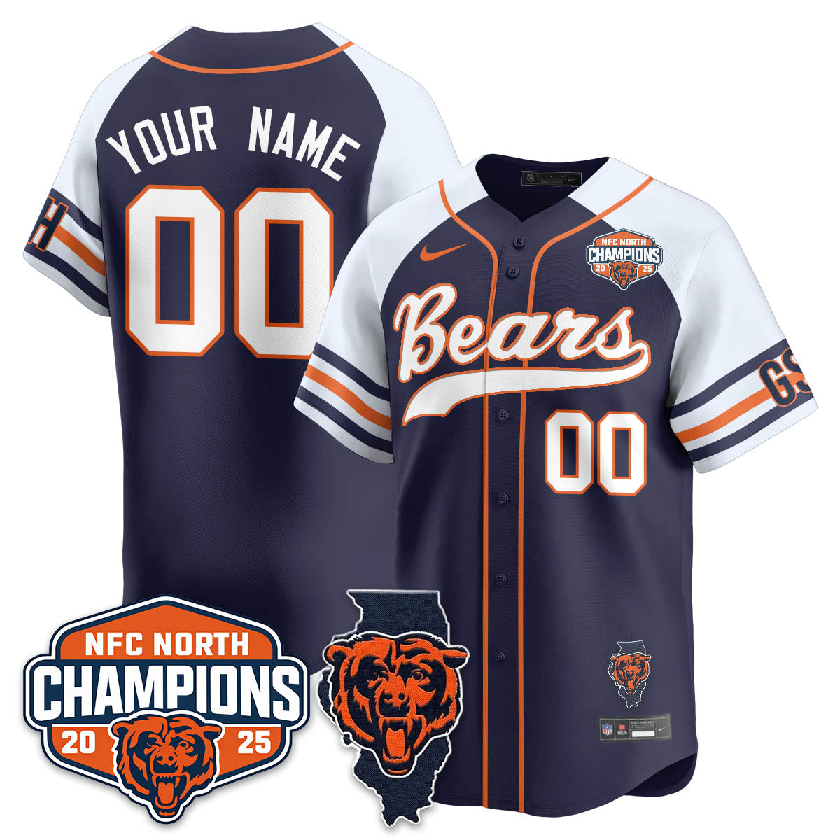 CHI  NFC North Division Champions Vapor Limited Baseball Jersey - All Stitched