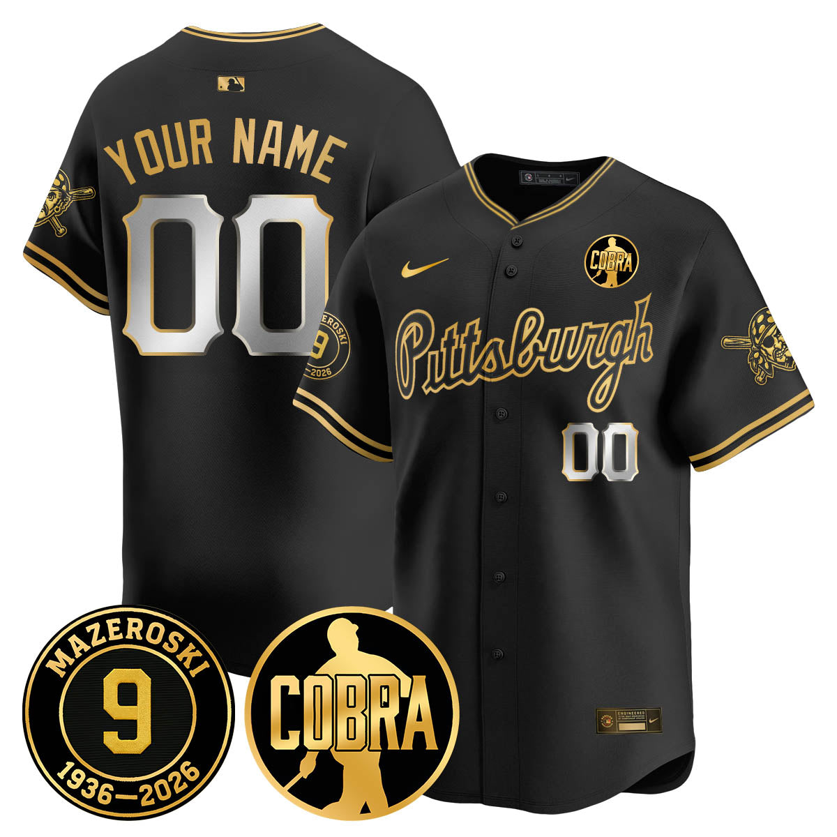 Custom PIT Memories Vapor Limited Gold Jersey - Bill Mazeroski Patch - All Stitched
