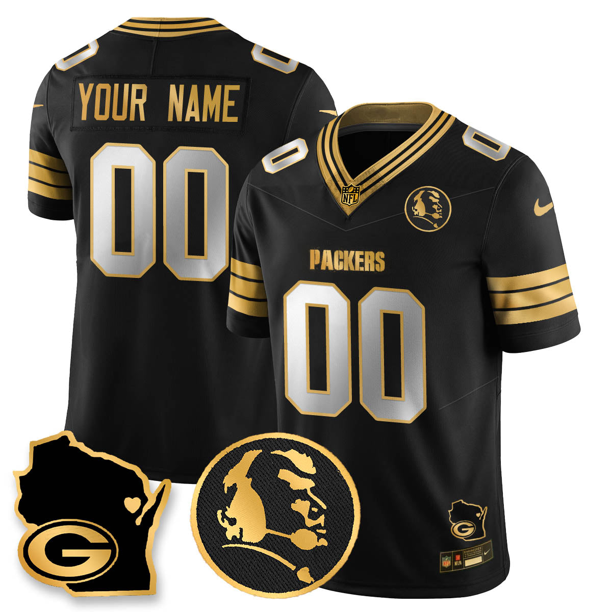 GB 4-Time Champions Vapor Limited Custom Jersey - John Madden Patch - All Stitched