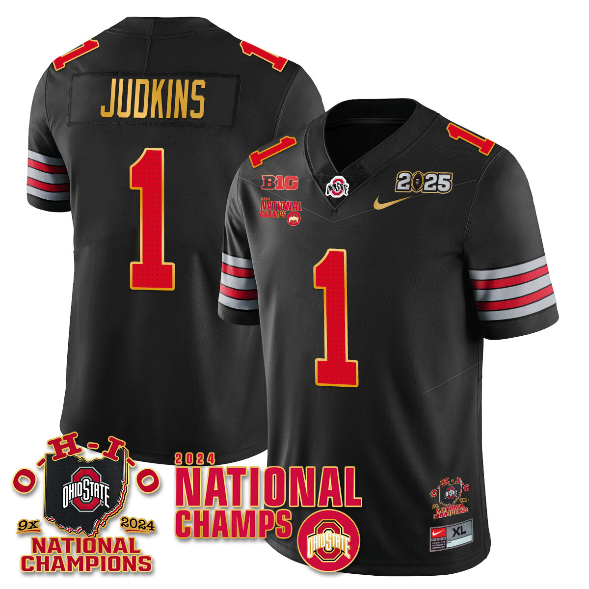 OSU 'Heritage Stripe' 2025 CFP Patch - National Champions Jersey N6 - All Stitched