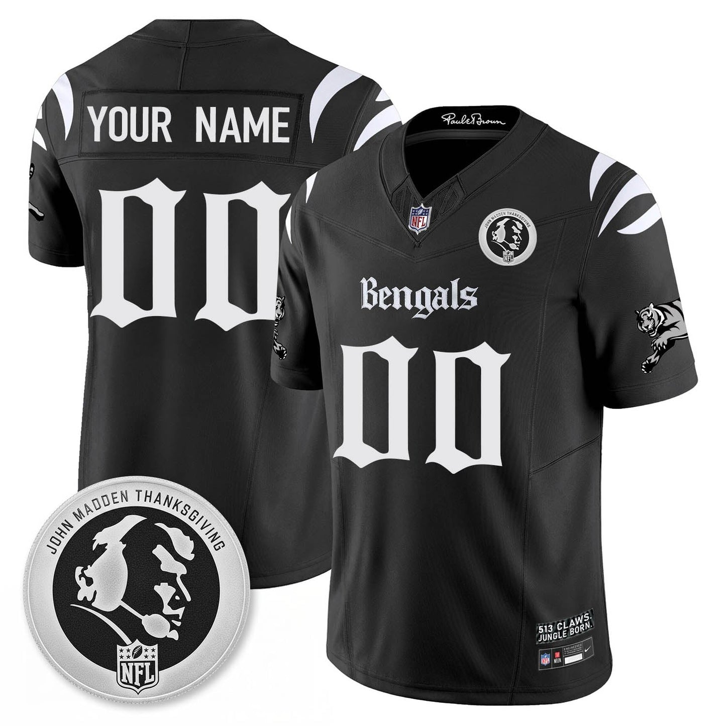 CIN Gothic Vapor Limited Custom Jersey - John Madden Patch - All Stitched