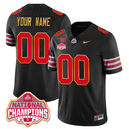 OSU 'Heritage Stripe' 2025 CFP Patch - National Champions Gold Custom Jersey - All Stitched